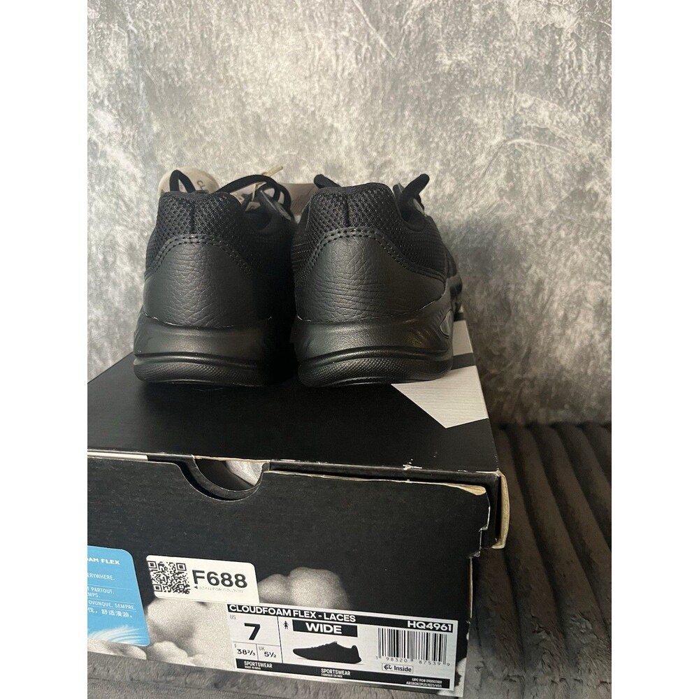 Adidas Cloudfoam Flex Women’s 7 Wide Black Walking Shoes Sneakers HQ4961 NIB - Picture 3 of 5
